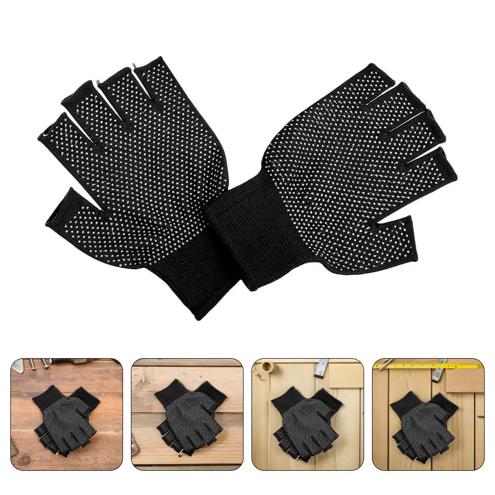 

8Pairs Antislip Fingerless Work Gloves Breathable Half Finger Gloves for Outdoor Gardening Industrial Use Fingerless Mittens
