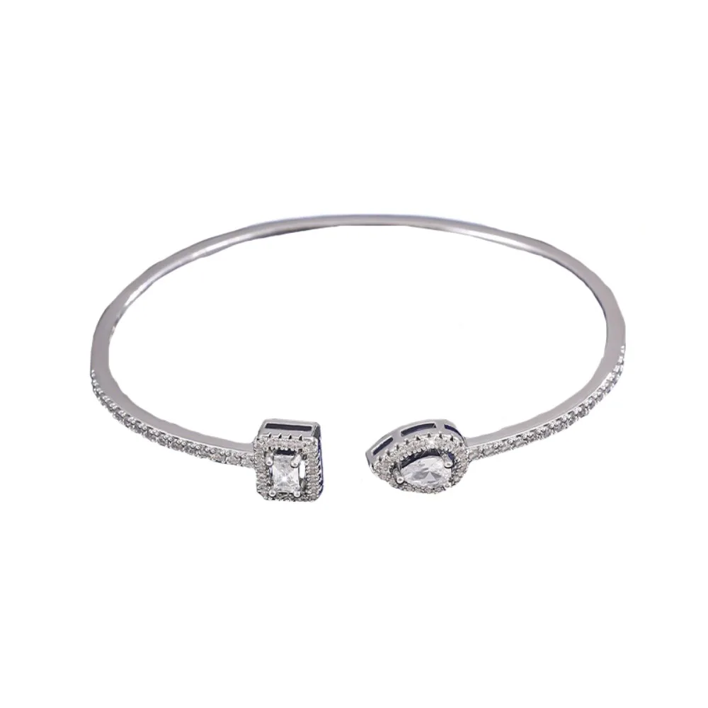 Jewelry Cubic Zirconia Cuff Bracelet Handmade Ornaments Luxury Geometry Bangle High-end Unique Adjustable Open Bangle