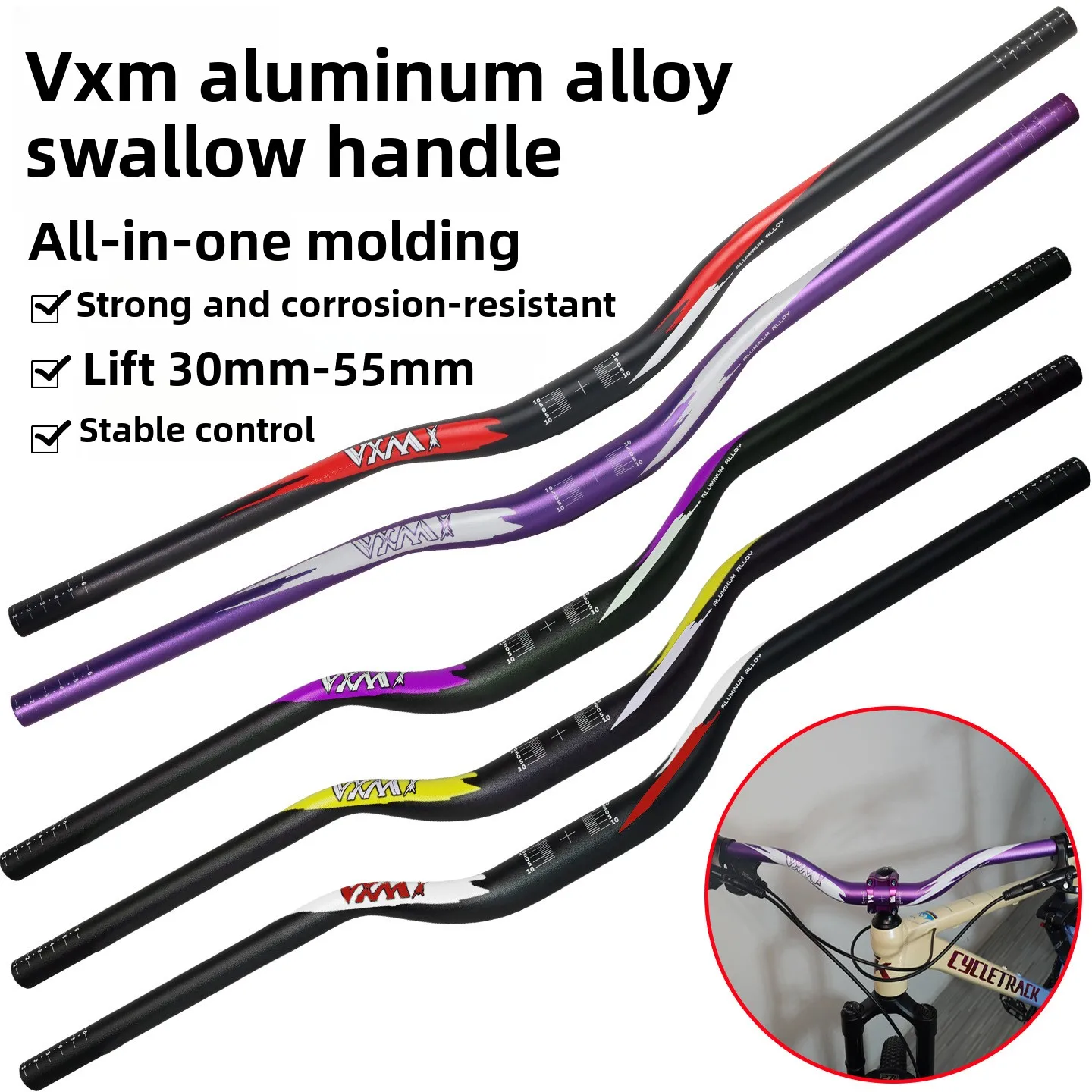 

Mountain Bike Bar Clamp Width 78mm Tough Lightweight Alloy Riser Handlebar for MTB BMX Road Bike Rise 30/35mm MTB Handlebar