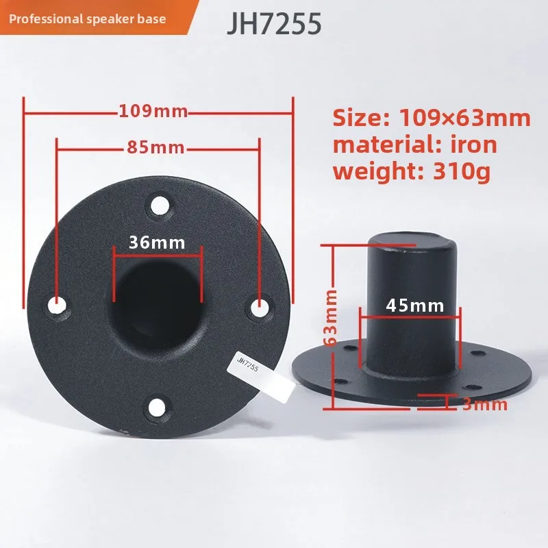 MW Audio, set van 2 luidsprekeronderplaten met één gat, stevige metalen standaard voor gebruik op een podium.