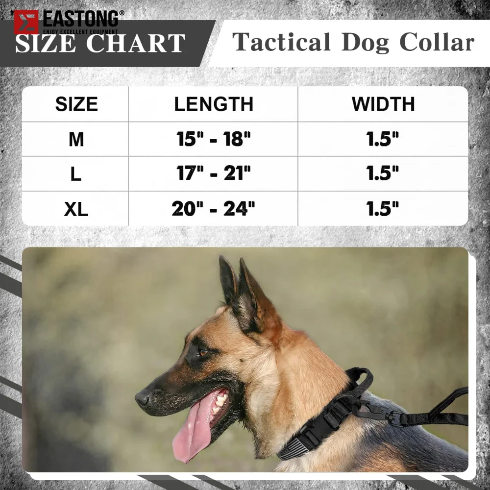 Dog Collar and Leash Set Tactical Style Military Adjustable German Shepard K9 for Large Dogs Walking Training Pet Accessories