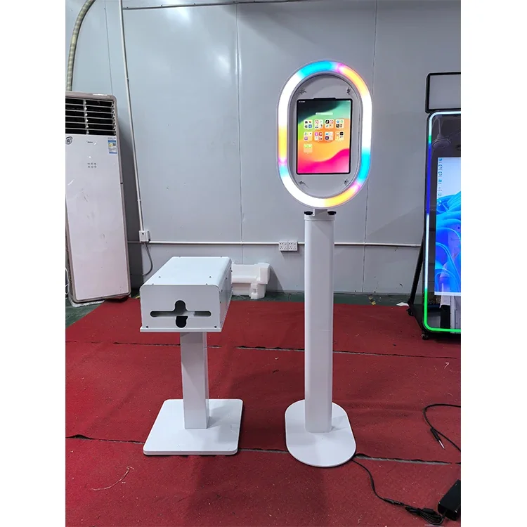 Oval Head Ipad Mirror Photo Booth with Flash And Umbrella With Printer Stand Cover Selfie iPad Photobooth Shell for Events