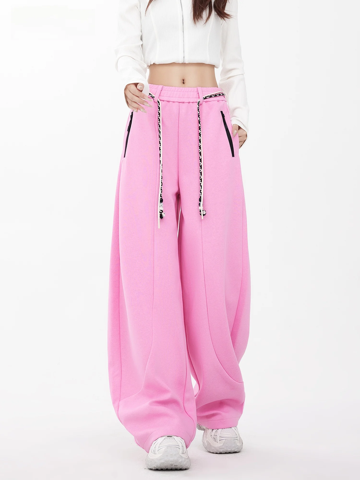 

Женские свободные брюки EDX с широкими штанинами, повседневные, с высокой талией, в уличном стиле, с лоскутным поясом, прямые, длинные, удобные, из хлопка