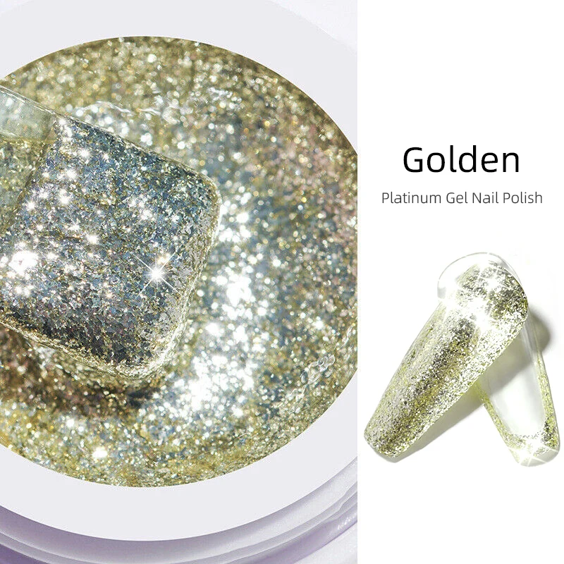 Neue Glitter Gel Polnische Shiny Platin Nagel Gel 5ml Nail art Blinkende Weg Tränken UV Semi Permanent Hybrid Vernis lack Lack