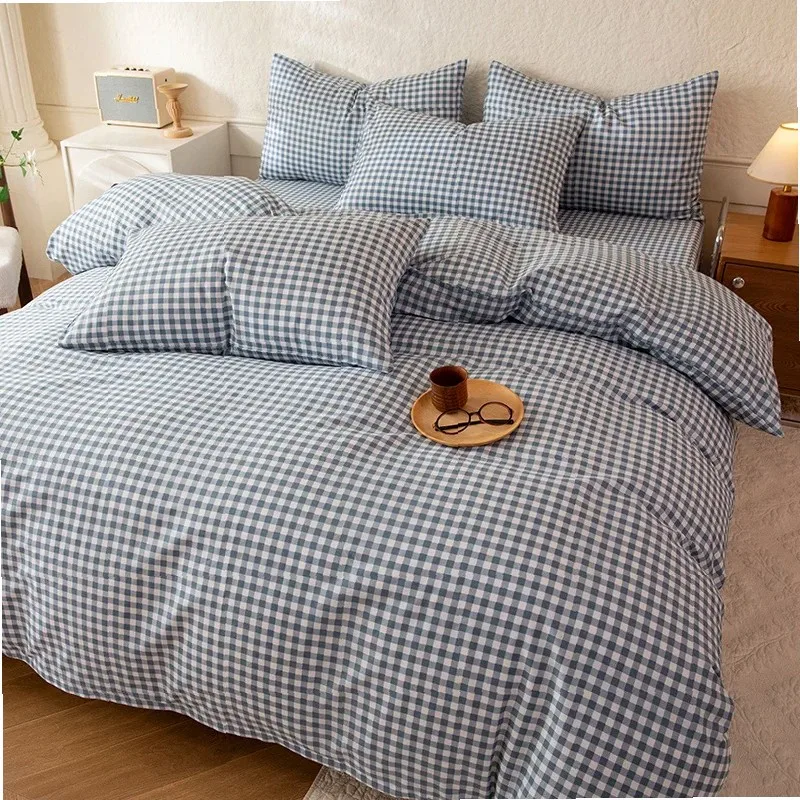 100%Cotton Duvet Cover Plaid Printed Quilt Cover Japanese Style High Quality Pure Cotton Comforter Cover funda nordica 220 x 240