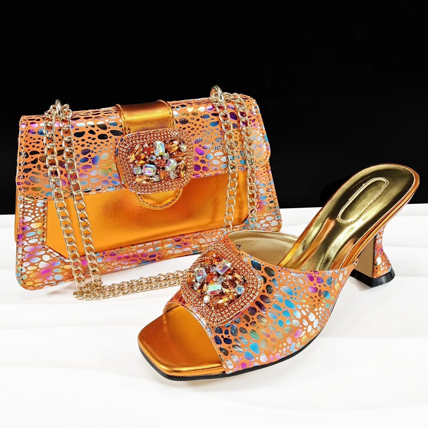 

High Quality Applique Elegant High Heels Shoes And Matching Bag Set Latest Style Nigerian Woman Shoes And Bag Set For Party