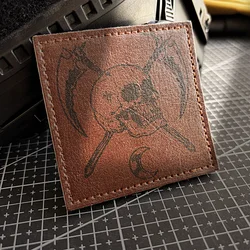 Sickle Skull Tactical Patch Hook and Loop PU Leather Morale Badge Reaper Patches Military Armband Backpack Death Sticker