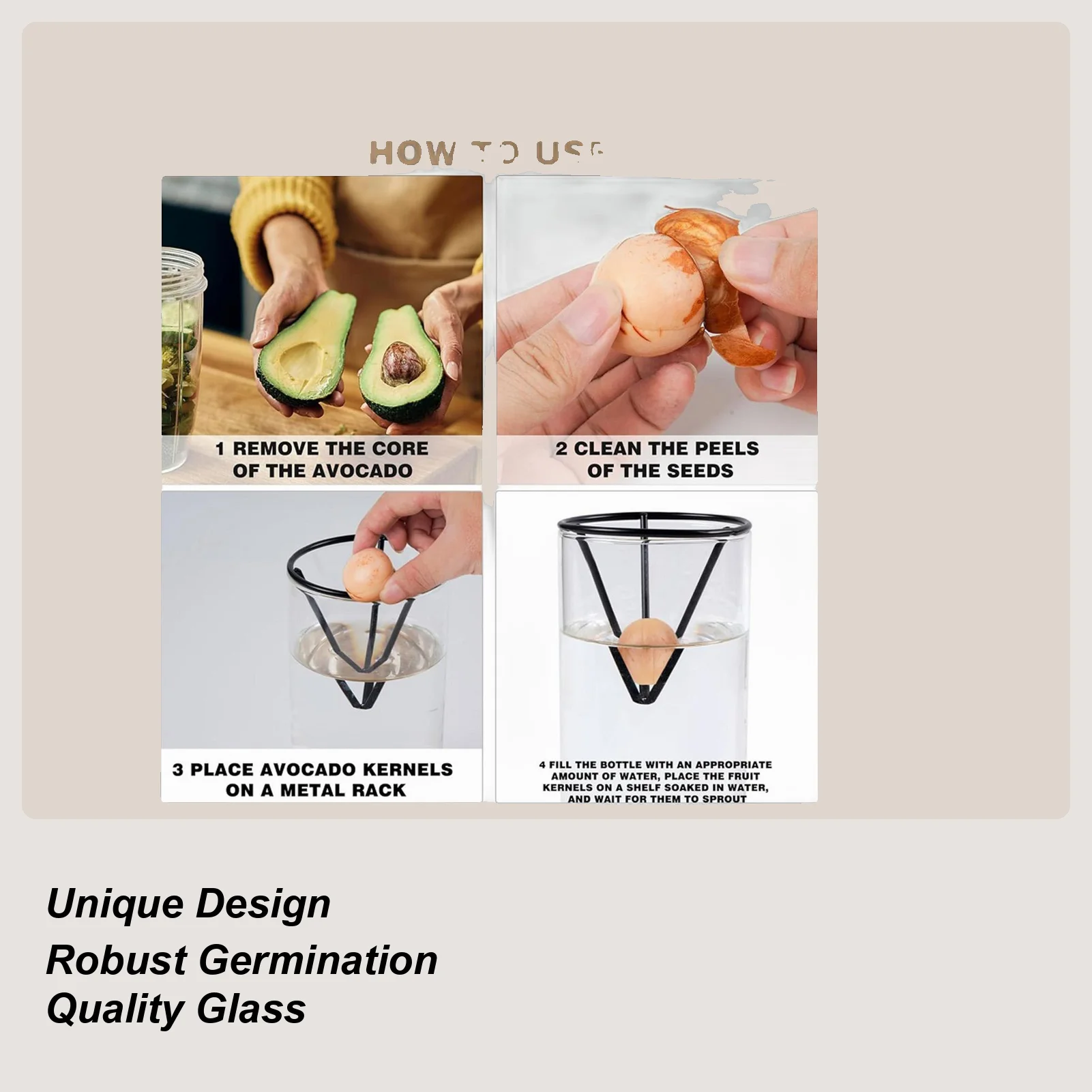 

Avocado Tree Starter Rack 3 Pieces Growing Kit Avocado Tree Starter Vase Glass Sprout Plant Pot Sprout Growing Vase