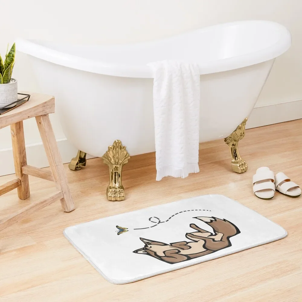 

Coyote and Butterfly | Animal Series | DopeyArt Bath Mat For Toilet Carpet Rug Mat