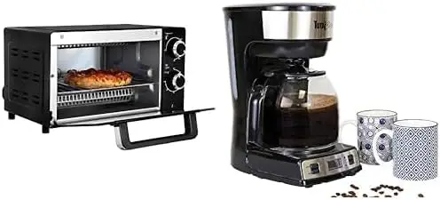 

Total Chef Toaster Oven 4 Slice Small Compact Kitchen Appliance + Total Chef 12-Cup Programmable Coffee Maker Stainless Steel Dr