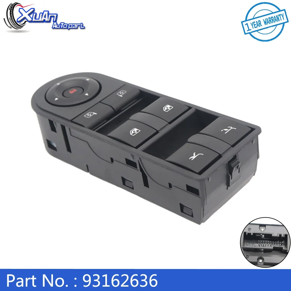 

XUAN Power Window Lifter Master Control Switch Button 93162636 For Vauxhall Opel Tigra Twintop Convertable 2004-2016