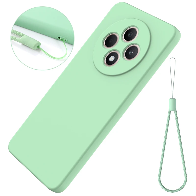 

For OPPO Reno 12F 5G Case Soft Premium Liquid Silicone Case with Flocking inside Cover with Strap for Reno 12 F