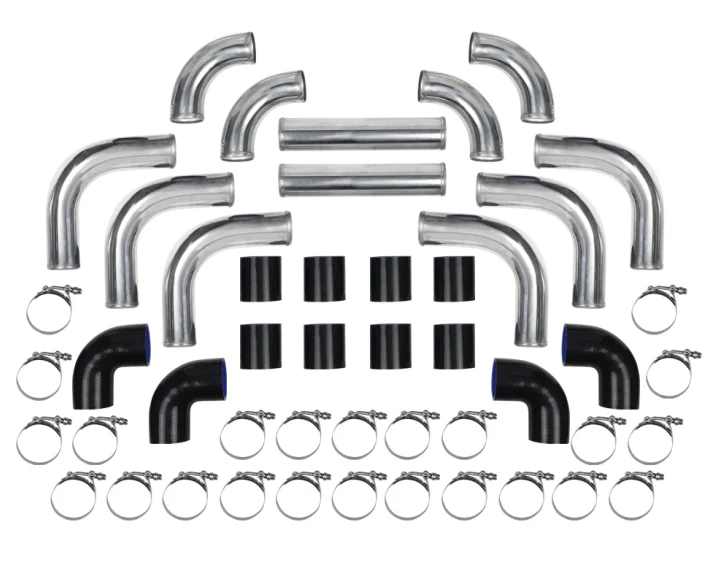 Kit tubo a gomito intercooler turbo universale in alluminio lucido da 12 pezzi da 2,5 "+ tubo flessibile in silicone + morsetto IP-1027