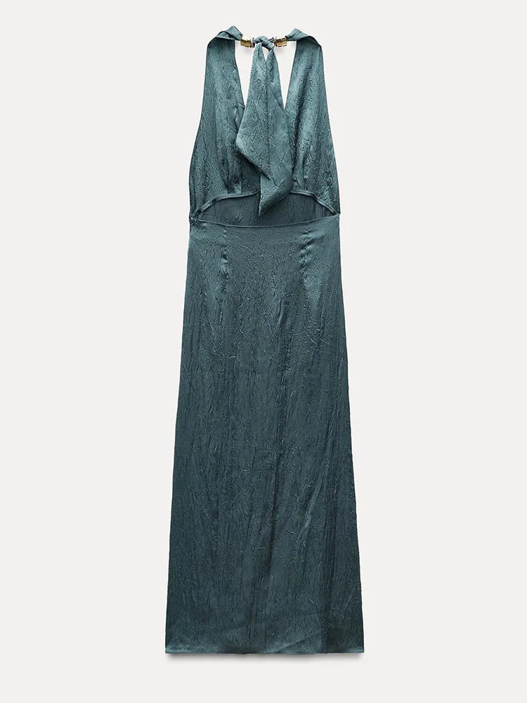 Ele จีบผลผ้าไหมซาตินฤดูร้อนใหม่มาถึงผู้หญิง DR แขวนคอ Neline Svel ยุโรป SLE ชุด