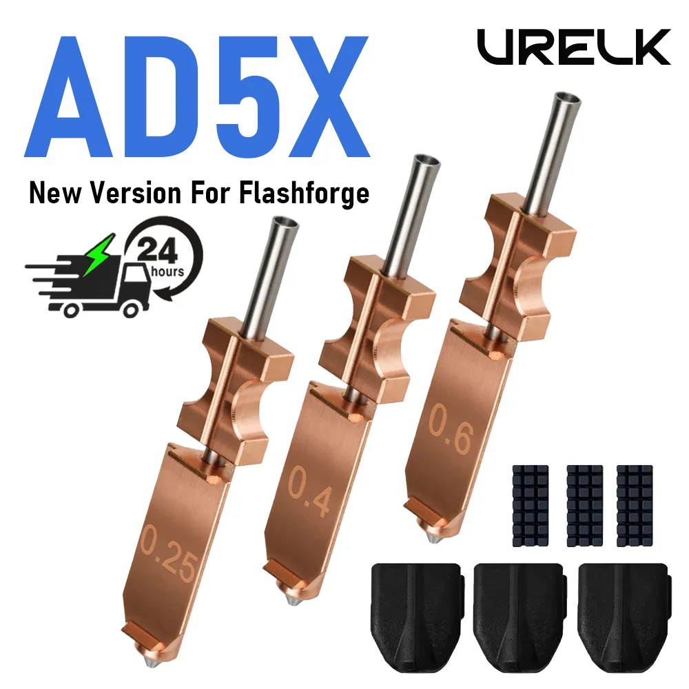 

Upgraded AD5X Quick Release Nozzle 0.25MM 0.4MM 0.6MM Kit for Flashforge AD5X Hotend Extruder with Nozzle Brush Silicone Cover