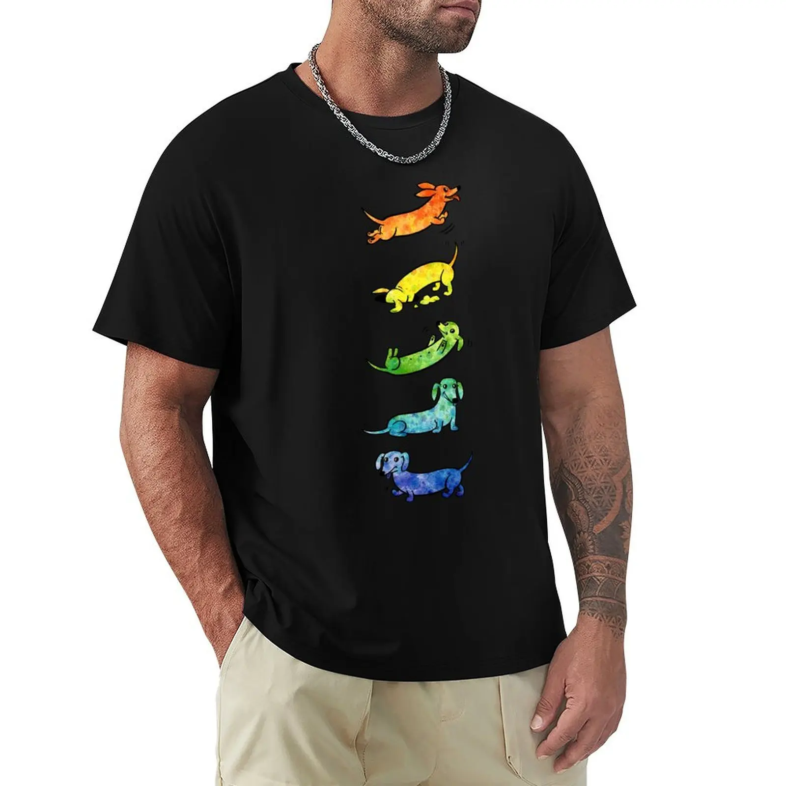 Watercolor Dachshunds T-Shirt Soft Anti-Shrink Cotton Tee