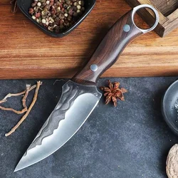 Sharp boning knife Paring knife, steel blade and wooden handle, suitable for family camping hiking barbecue