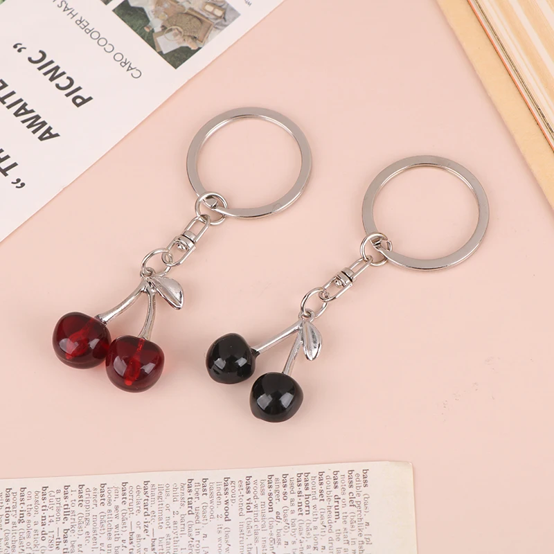 Fashion Cherry Keychain Pendant Car Key Souvenir Gifts for Women and Men Bag Charms Keyrings Hanging Decorations