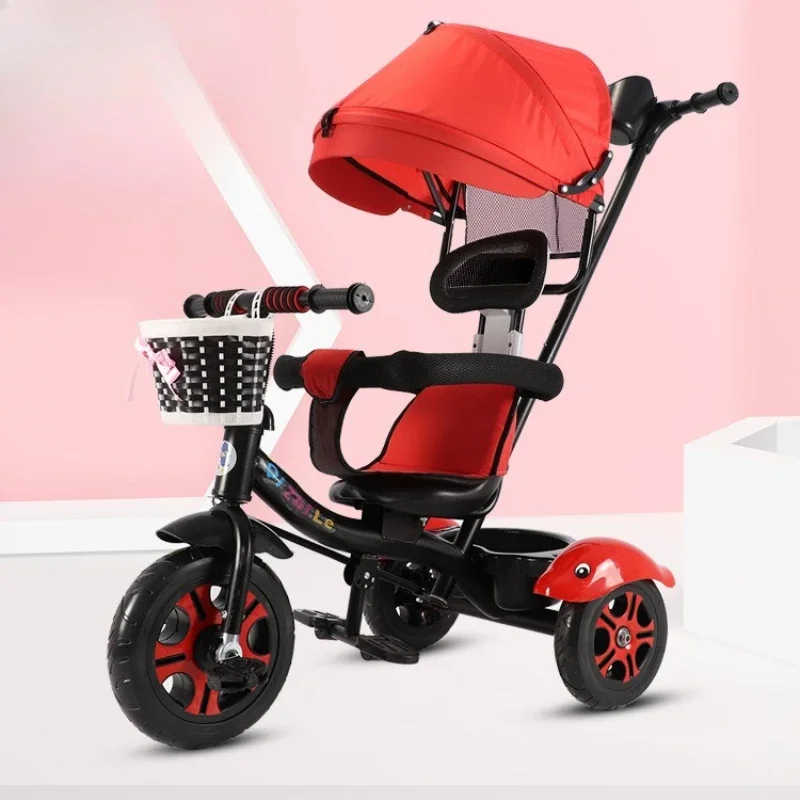 

‌Kids Tricycle 1-6 Years Foldable Push Bike with 3-Level Handlebar Height Sturdy Frame for Outdoor Play with Parent Handle