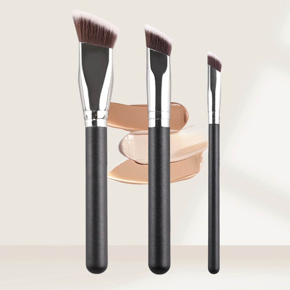 Abgewinkelte flüssige Puderkontur-Make-up-Pinsel, Creme, Rouge, flüssige Grundierung, Mischpinsel, abgewinkelt, professionelle Schönheitswerkzeuge