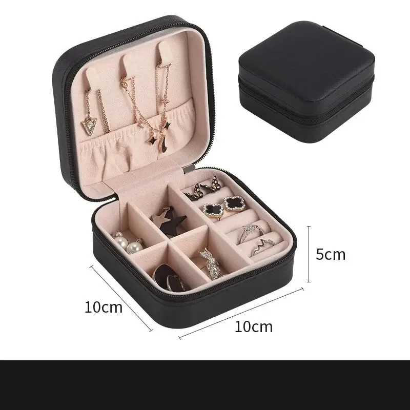 Kotak penyimpanan perhiasan Mini portabel, Travel Organizer perhiasan Case kulit penyimpanan anting kalung cincin tampilan Organizer perhiasan