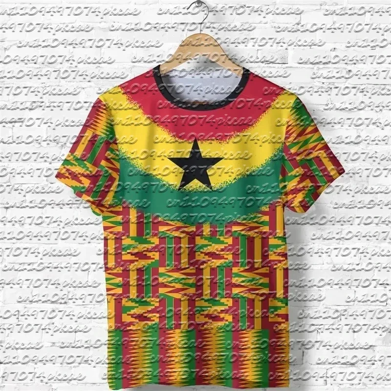 

Футболки с графическим изображением флага Ганы, модные футболки с принтом национального герба Ганы для мужчин, повседневная одежда в стиле дашики, спортивная одежда для спортзала, семейная одежда в едином стиле