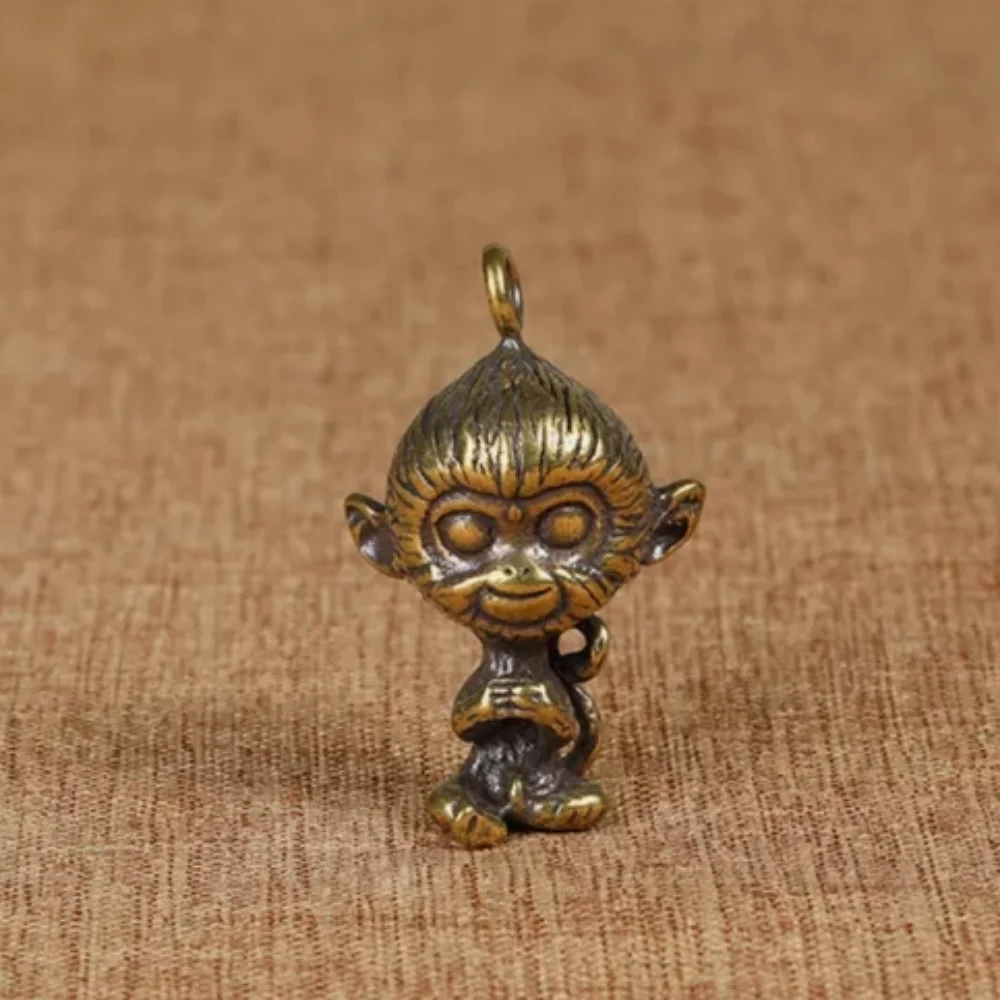 Solid Brass Monkey hanging ornament Figurine Small Statue Home Ornament Collectibles