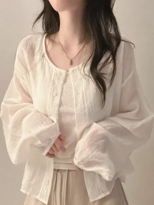 Nouveau 2025 vêtements d'extérieur de protection solaire longs Sve irt pour femmes + Ele Match intérieur petite sangle ensemble deux pièces trajet Sl...