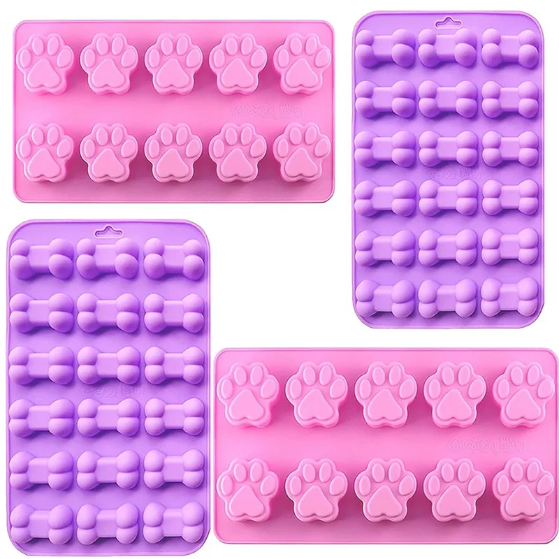 

Silicone Molds Puppy Dog Paw and Dog Bone Silicone Dog Treat Molds for Baking Chocolate Candy Jelly Ice Cube Tray Dog Treats