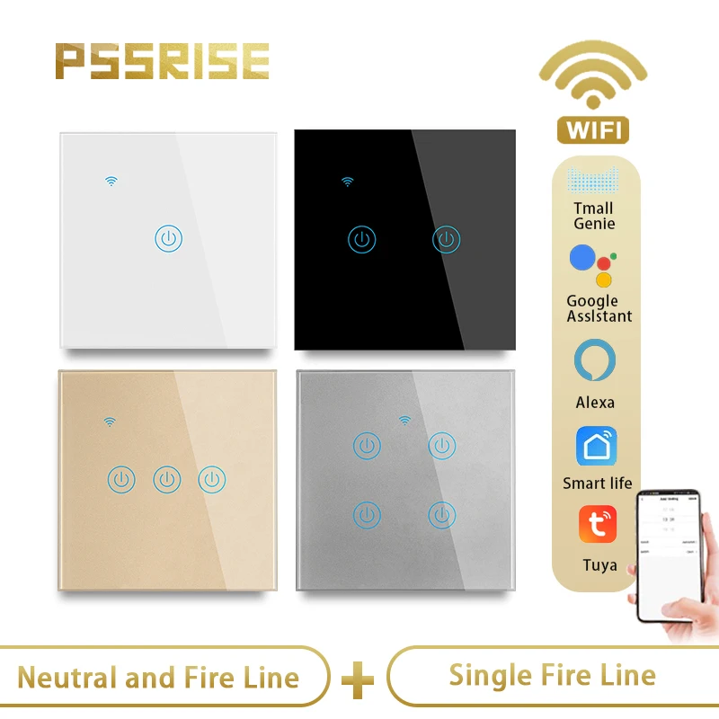 

выключатель сенсорый EU 1/2/3/4Gang UK Умный прерыватель умный сенсорный выключатель с Wi-Fi, пульт дистанционного управления Alaxa Voice Tuya, умный стеновая панель для дома