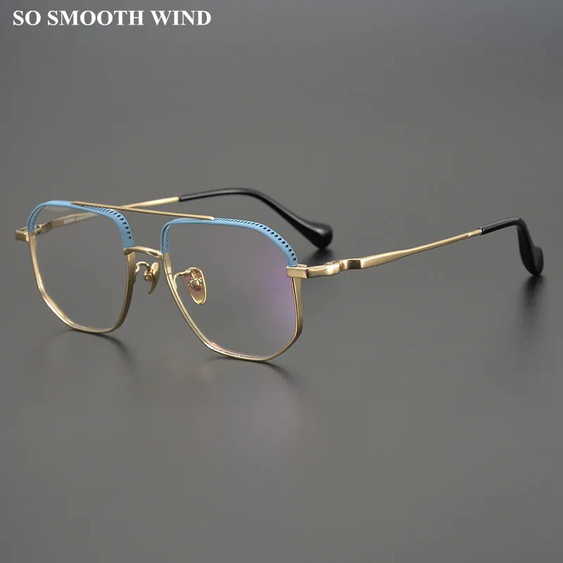 Japanese Pilot Suqare Glasses Frame Men Double-Beam Eyeglasses Fashion Design Women Eyewear Spectacle Frames for Big Face Oculos