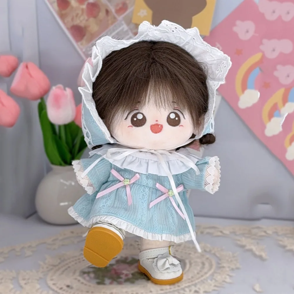 เสื้อผ้าตุ๊กตา กระโปรงผูกโบว์ 20 ซม. เสื้อผ้าฝ้าย ผ้าโพกศีรษะ ชุดเสื้อผ้าฝ้าย เสื้อผ้าลูกไม้ขนาดเล็ก อุปกรณ์เสริมเสื้อผ้า