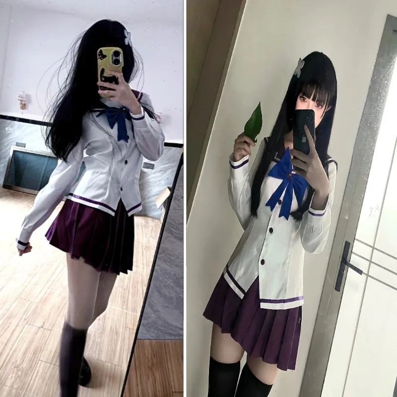 أزياء أنيمي Undying Love Sanka Rea Sankarea التأثيرية شعر مستعار ياباني JK زي أرجواني تنورة جوارب امرأة جميلة بدلة بحار الحرم الجامعي