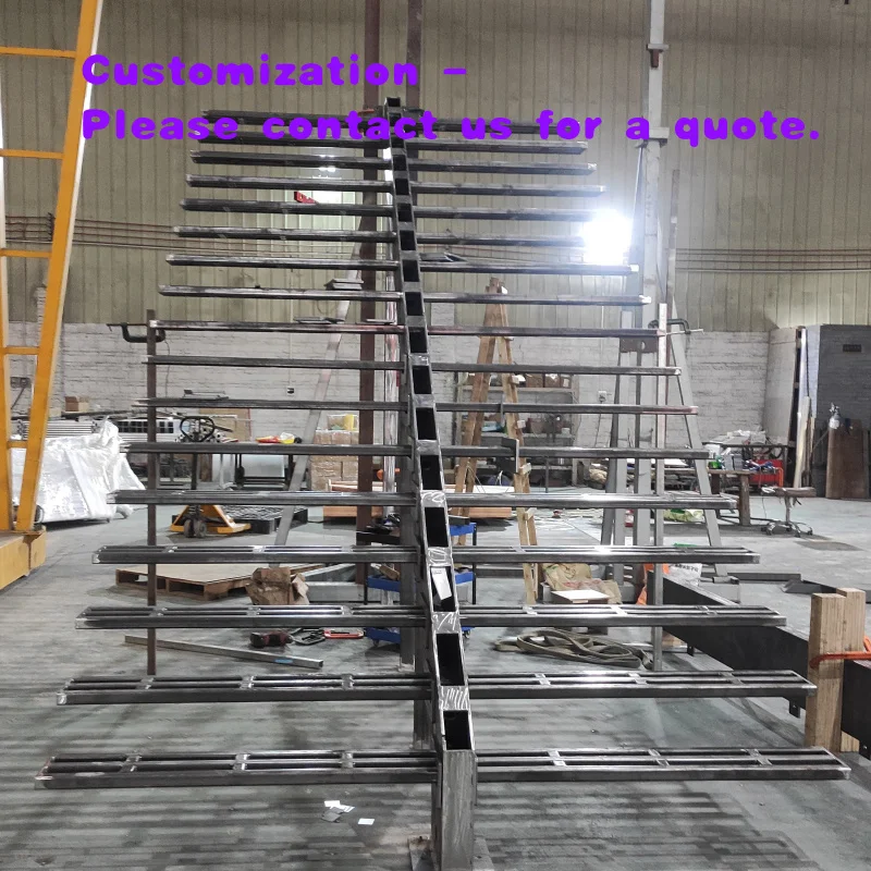 custom.Good Quality Factory  Latest Design Interior House Staircase Solid Wood Treads Straight Stair Modern Double Floating Stai
