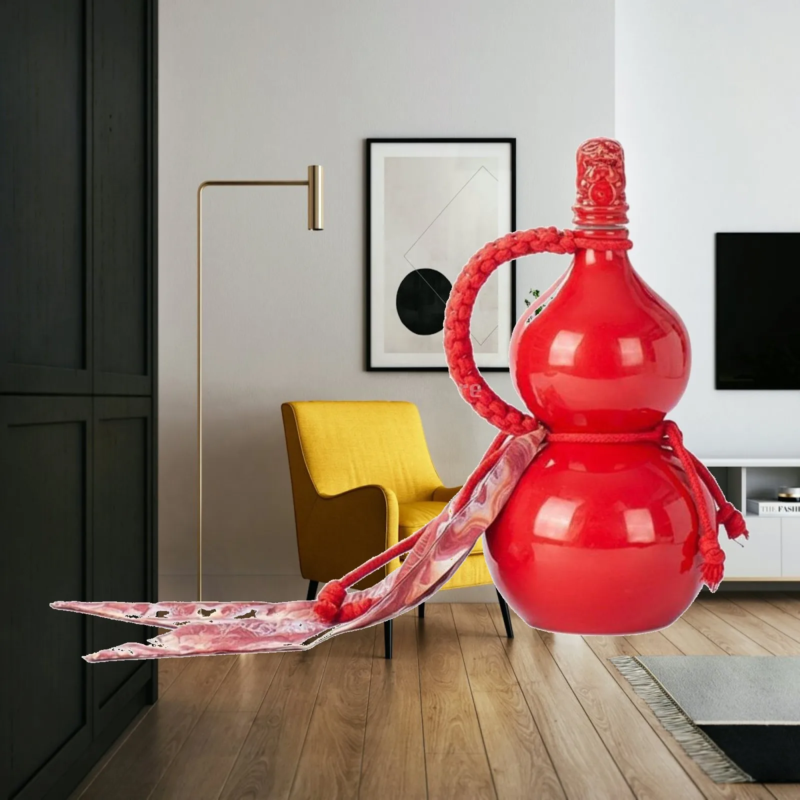 Chinese Style Ceramic Wine Bottle Gourd Shaped Sake Dispenser Tabletop Art for Collectors