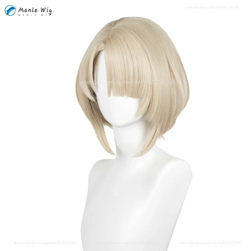 x;3,f6'b7\g,Freminet Cosplay 30cm Light Golden Short Hair Heat Resistant Synthetic Wigs Halloween + Wig Cap5;h7'b8\f,4/ view 4