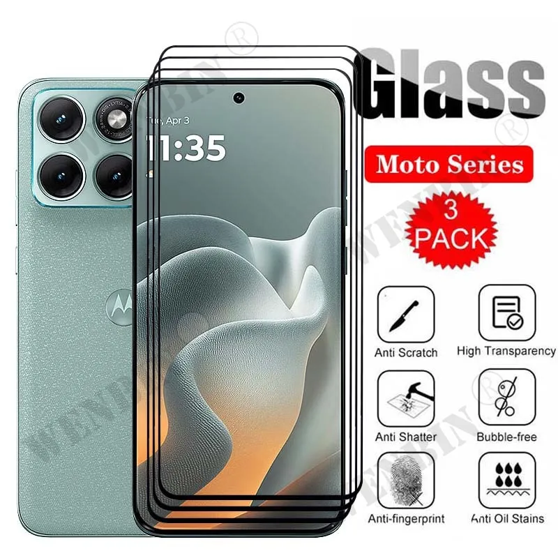

3 Pcs Tempered Glass For Motorola Edge 70 Fusion Plus+ 60 50 Neo Screen Protector Full Protective Glass