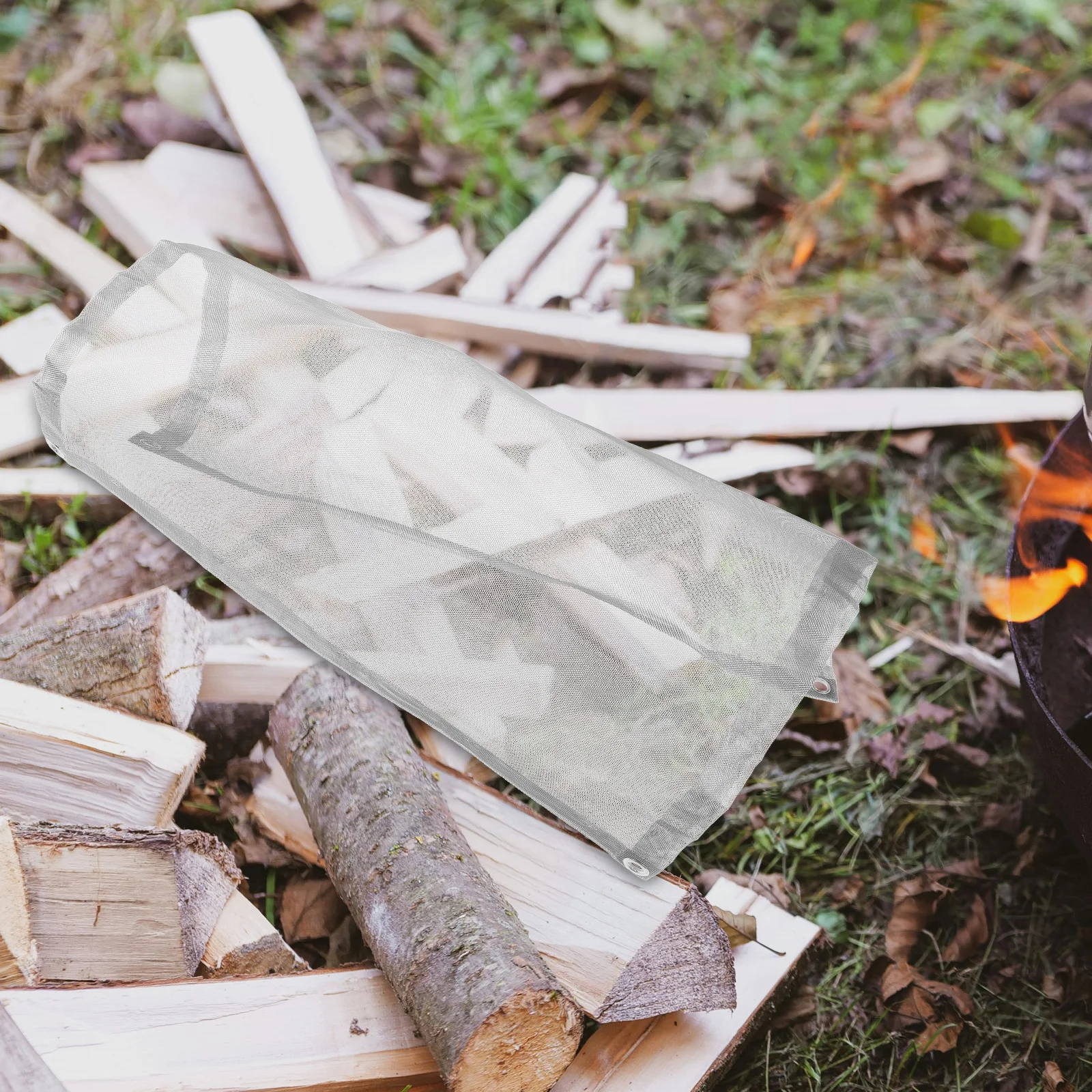 

Foldable Fire Pit Mesh Camping Barbecue Rack Outdoor Burning Net For Bonfire Party Charcoal Heating Mini Firewood Stand