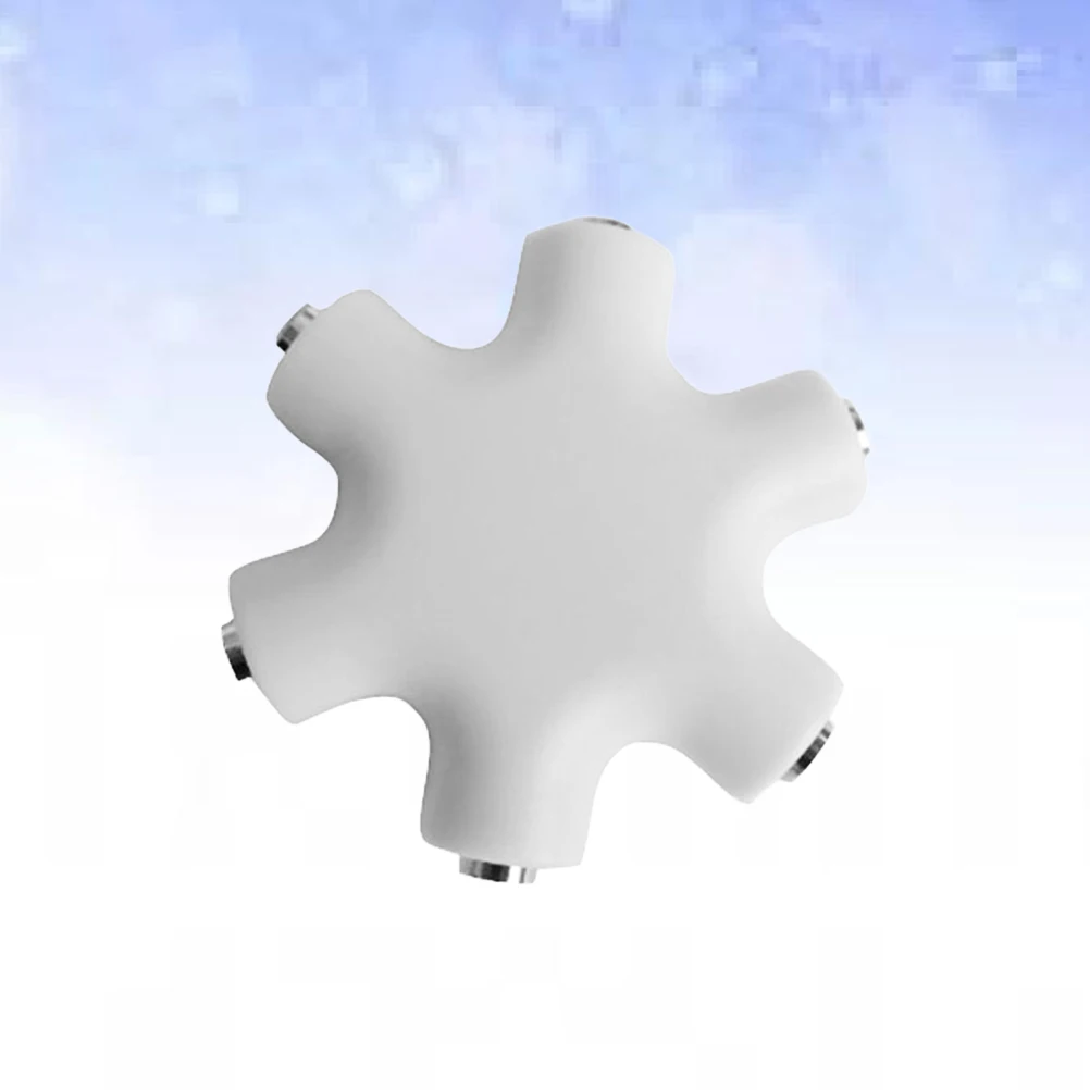 พอร์ต 3.5 มม. ตัวแยกหูฟังสากล 3.5 มม. ตัวแยก 6 ทางอะแดปเตอร์หูฟังสเตอริโอสายสัญญาณเสียงสีขาวแบบพกพา