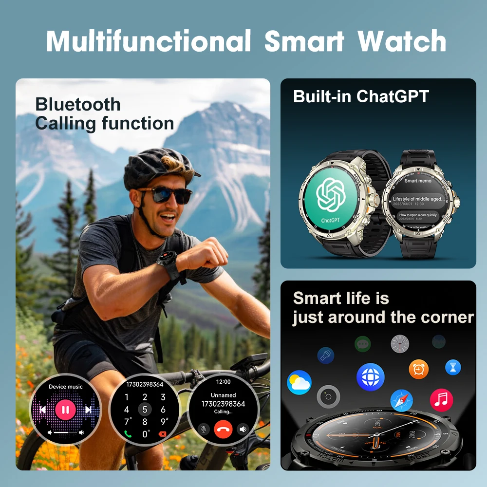 KUMI U5 Pro 1.43″ AMOLED Screen GPS Smart Watch Bluetooth Call Heart Rate Measurement Oximetry Outdoor 100+ Sport SOS Men Women