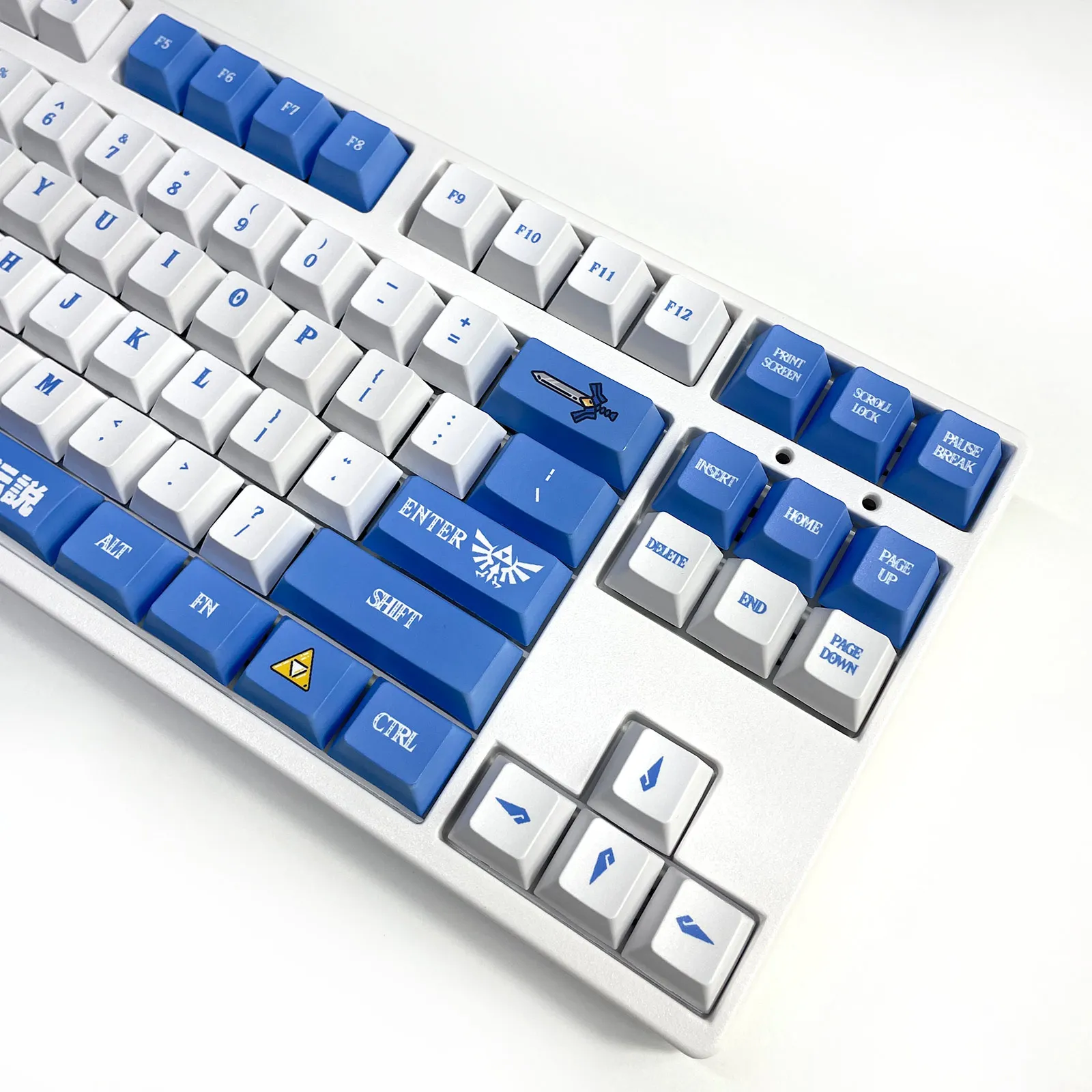 

Zeldas Tears of The Kingdom Keycaps Custom PBT OEM Profile Keycap108keys Blue and White Keycap for Gaming Rainy75 Accessories