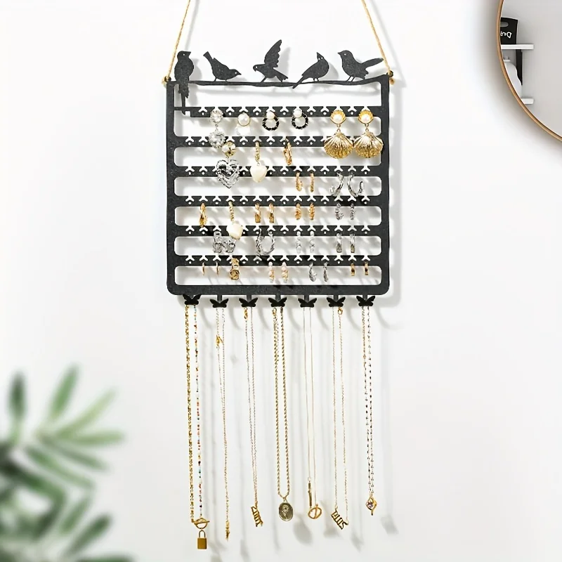 Wall Mounted Jewelry Rack, Metal Hollow 7-layer Jewelry Display Rack, Earrings, Bracelets, Necklaces Display Rack