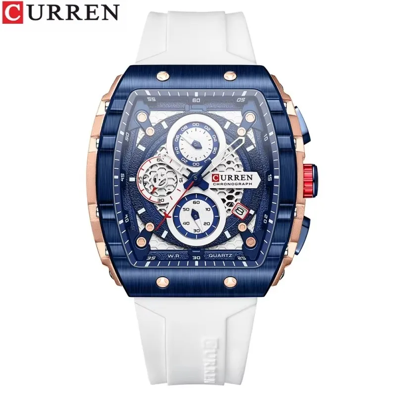 CURREN 8442 Top Brand Men's Watches Luxury Square Quartz Wristwatch Waterproof Luminous Chronograph Watch for Men Clock Reloj