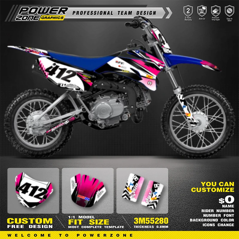 

PowerZone Custom Team Graphics Decals For 3M Stickers Kit For YAMAHA TTR110 2008-2014 2015 2016 2017 2018 2019 2020 2021 05