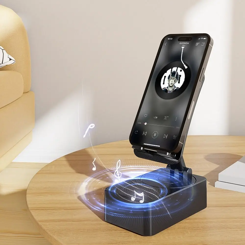 Foldable Smart Rotating Phone Stand Portable Adjustable Lazy Stand Dual Speaker Rack Multifunctional view 5