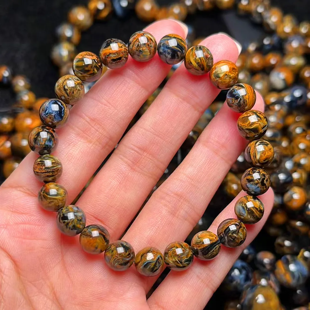 

Natural Yellow Pietersite Round Bracelet 8.5mm Pietersite Beads Namibia Women Men Fashion Stretch Crystal AAAAA