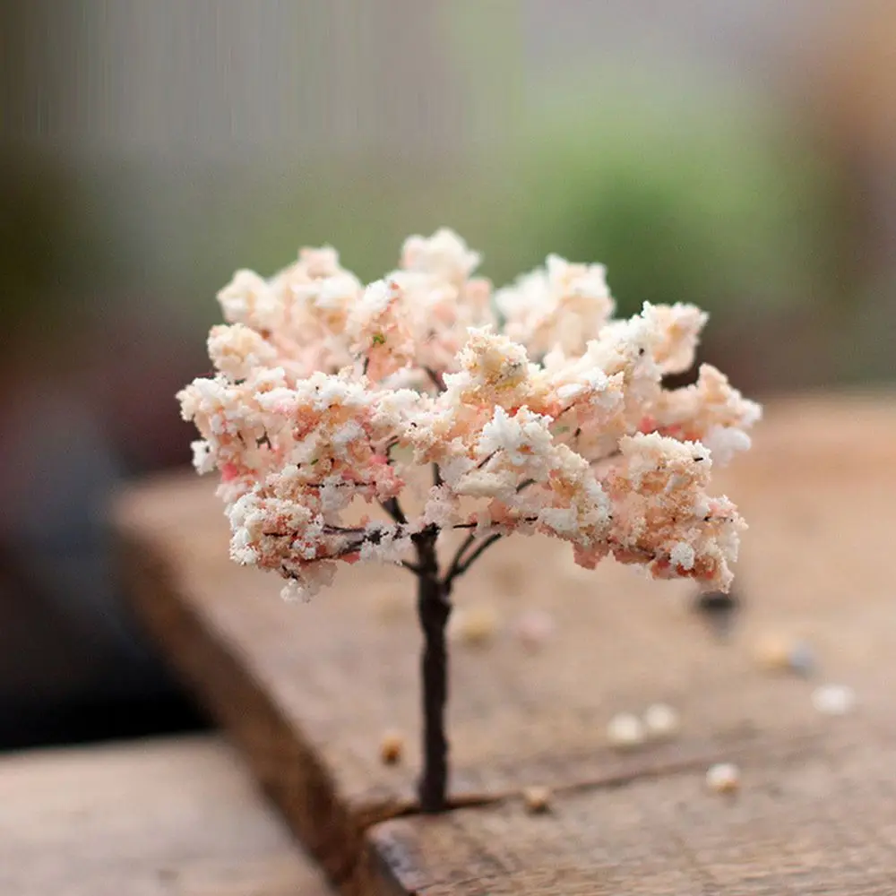 2PC Plastic Mini Simulation Trees Sakura Miniatures Micro Landscape Setting for Garden Desk Meaty Accessories Home Decoration