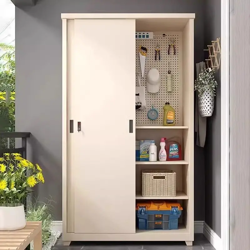 Steel Outdoor Balcony Cabinet Sunscreen Locker Sliding Door Wardrobe Waterproof