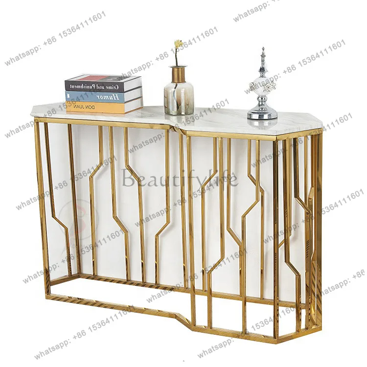 

Modern simple living room Entrance platform Stainless steel marble, foyer cabinet case