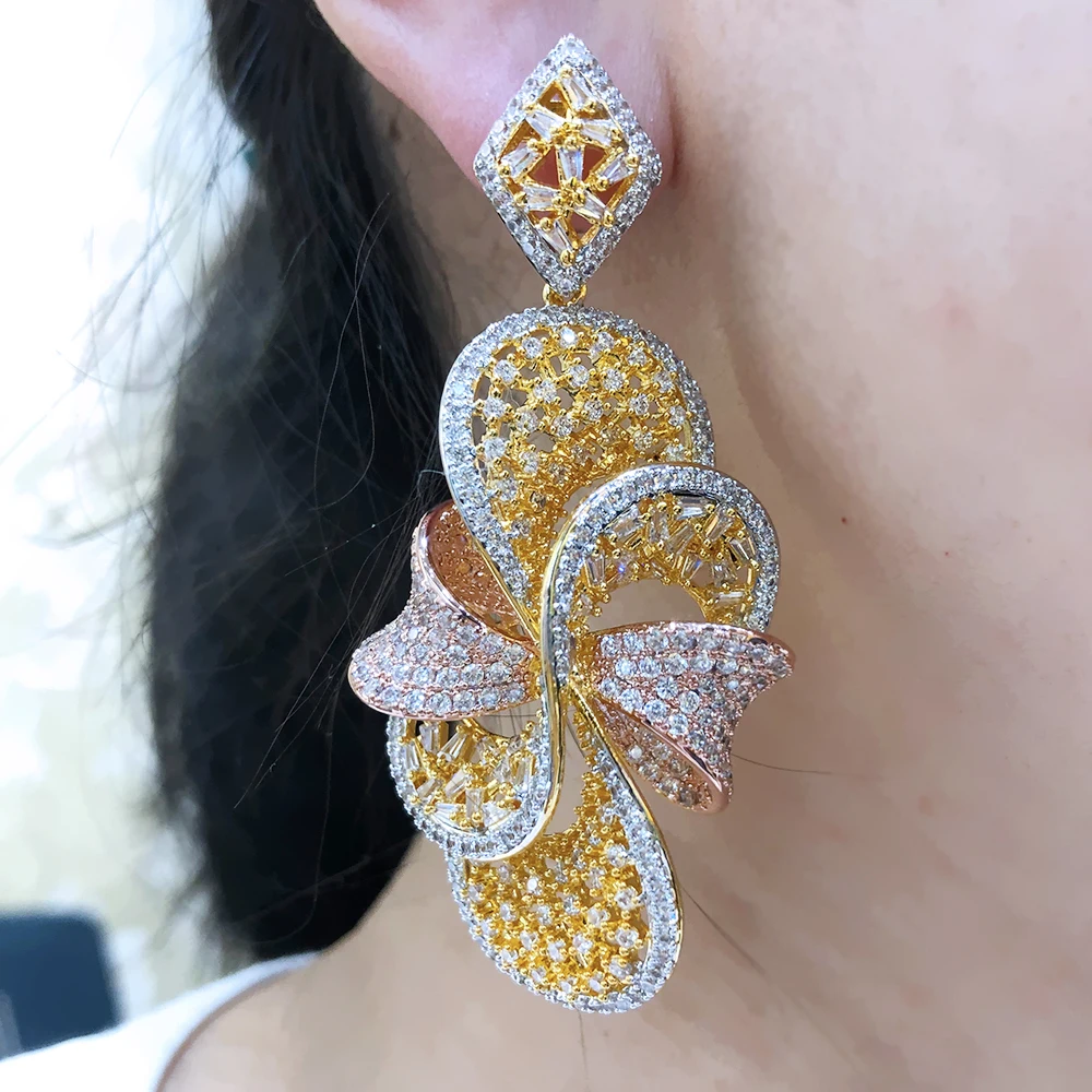 

Siscathy Gorgeous Custom Fashion Luxury Hanging Earrings For Women Cubic Zirconia Noble Wedding Banquet Party Exquisite Jewelry